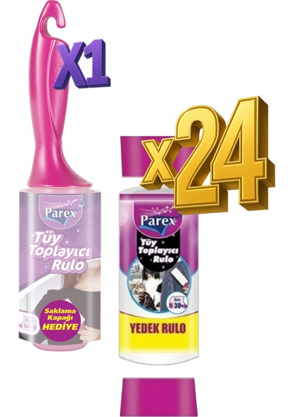 Premium Tüy Toplayıcı Rulo ve 24 Yedek Rulo Paketi
