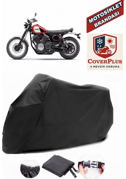Yamaha SCR950 Motor Brandası Siyah Motorsiket Brandası Motor Örtüsü Çadır Su Geçirmez Motosiklet Kılıfı Motor Brandası