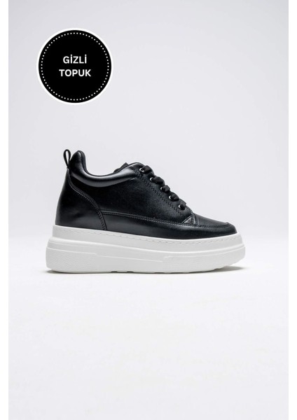 Modaserdem Lauren Kadın Gizli Topuk Beyaz Tabanlı Siyah Spor Ayakkabı fiyatları