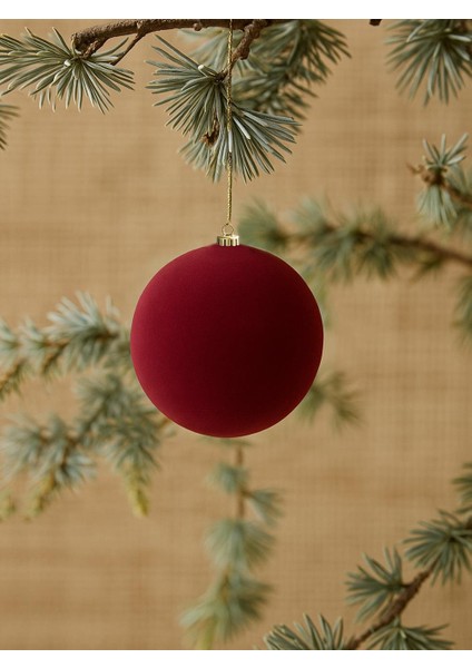 Kadife Yılbaşı Topu – Çam Ağacı Süsü Bordo 10 cm 3'lü