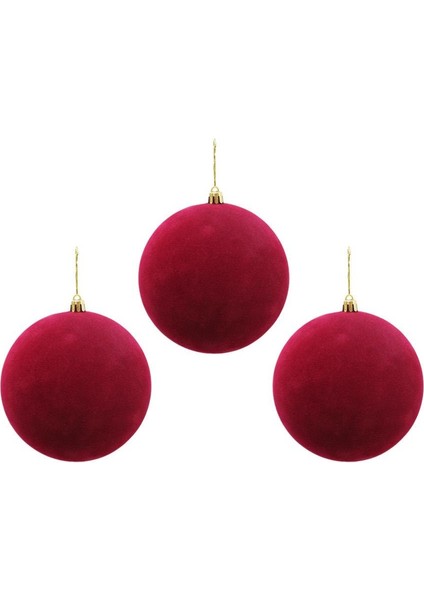 Kadife Yılbaşı Topu – Çam Ağacı Süsü Bordo 10 cm 3'lü fiyatları