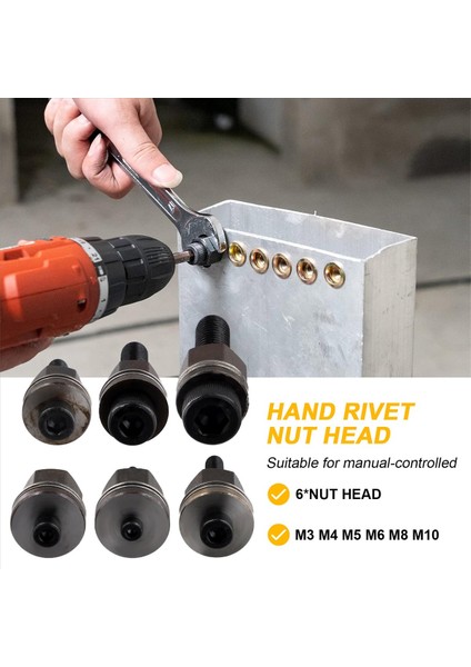 6pcs El Perçin Alet Çelik Başlık Seti Manuel Perçin Değiştirme Ucu Somun M3/M4/M5/M6/M8/M10 Mandrel Kafalı Perçin Somunu Aleti Için (Yurt Dışından) fırsatları