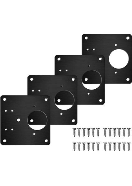 Menteşe Onarım Plakası, 4 Adet Paslanmaz Çelik Siyah Onarım Plakası Braketi Mobilya Dolap Dolabı Için Vidalı (Yurt Dışından)