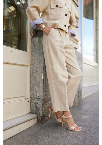 Adeos Kadın Bej Saten Topuklu Abiye Sandalet fiyatları