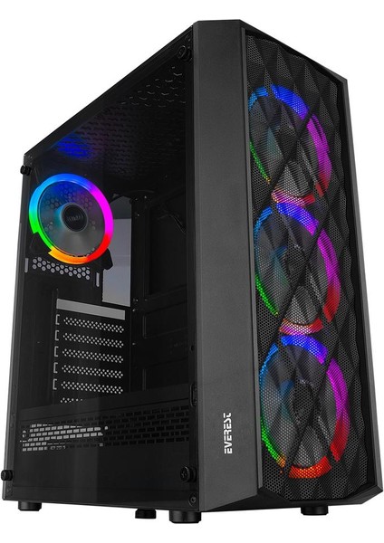 Everest Bumpy 4-12CM Rgb Fan Tempered Camlı Atx Mid-T Gaming Oyuncu Kasası