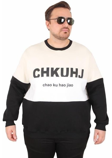 Büyük Beden Bisiklet Yaka 3ip Sweat Chao Ku 25721 Bej fiyatları