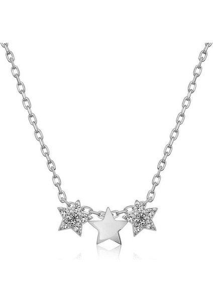 925 Ayar Gümüş Üç Yıldız Kadın Gümüş Kolye