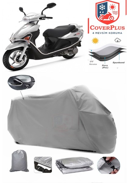 Rks Rs 100 Arka Çanta Uyumlu (Gri) Motorsiket Brandası Motor Örtüsü Çadır Su Geçirmez Motosiklet Kılıfı Motor Brandası