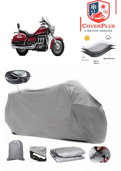 Triumph Rocket 3 Touring Arka Çanta Uyumlu (Gri) Motorsiket Brandası Motor Örtüsü Çadır Su Geçirmez Motosiklet Kılıfı Motor Brandası