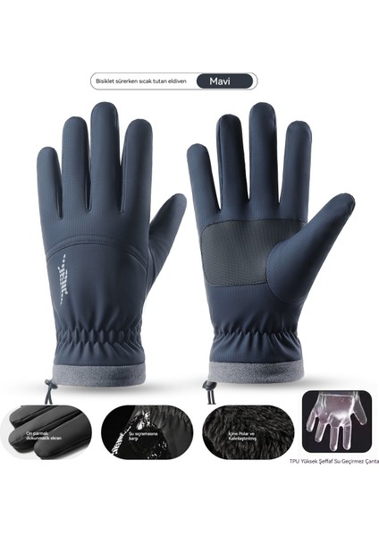 2025 Yeni Kayak Eldivenleri Erkekler Kış Kadife Kalın Su Geçirmez Dokunmatik Ekran Kaymaz Sürme Sıcak Eldivenler (Yurt Dışından)