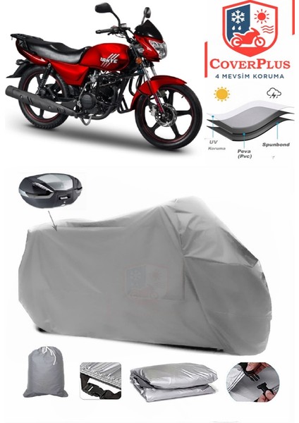 Motoran Dante 100 Arka Çanta Uyumlu (Gri) Motorsiket Brandası Motor Örtüsü Çadır Su Geçirmez Motosiklet Kılıfı Motor Brandası