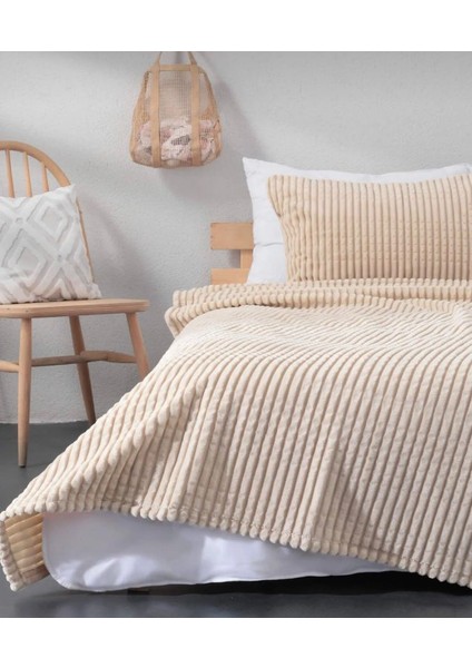 Modern Line 3 Parça Battaniye Seti - mocha