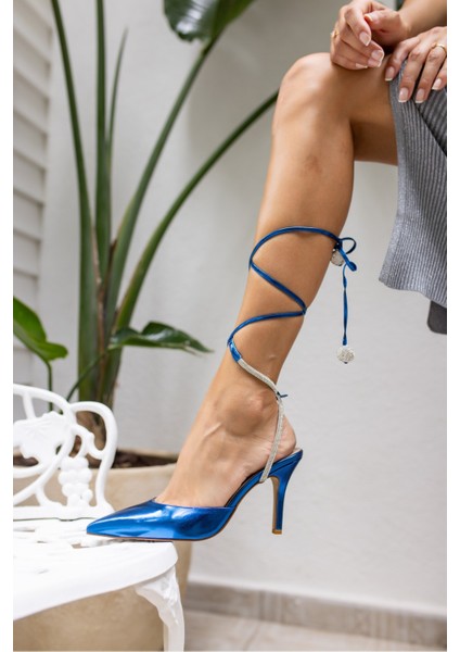 Tavares Kadın Mavi Baglamali Taş Detay Topuklu Ayakkabi fırsatları