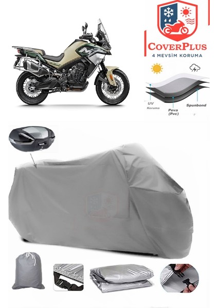 Cf Moto 800MT Arka Çanta Uyumlu (Gri) Motorsiket Brandası Motor Örtüsü Çadır Su Geçirmez Motosiklet Kılıfı Motor Brandası