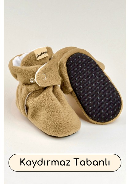 Camel, Organik Pamuk Astarlı, Bebek Pandufu, Kaydırmaz Tabanlı Ilk Adım Ev Patiği
