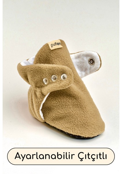 Camel, Organik Pamuk Astarlı, Bebek Pandufu, Kaydırmaz Tabanlı Ilk Adım Ev Patiği