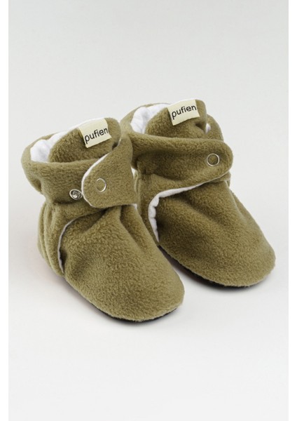 Koyu Yeşil, Organik Pamuk Astarlı, Bebek Pandufu, Kaydırmaz Tabanlı Ilk Adım Ev Patiği