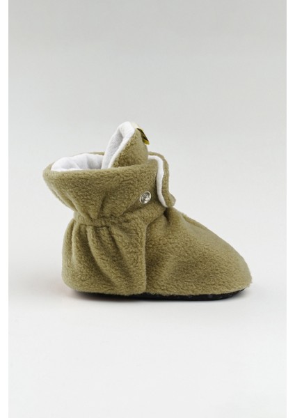Koyu Yeşil, Organik Pamuk Astarlı, Bebek Pandufu, Kaydırmaz Tabanlı Ilk Adım Ev Patiği