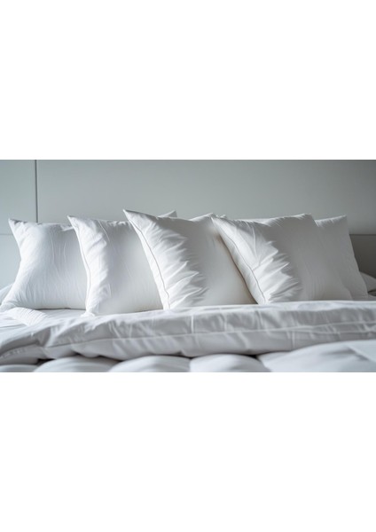 4 Adet Elyaf Dolgulu Yastık 50X 70 cm 3200 Gram / 4 Adet ve 4 Adet Yastık Alezi