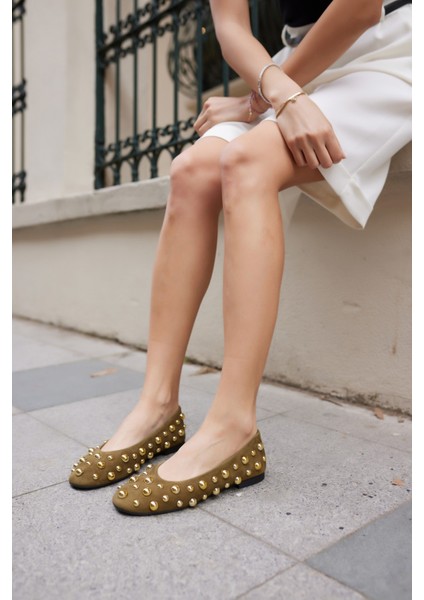 Marion Kadın Siyah Gercek Suet Trok Detay Babet