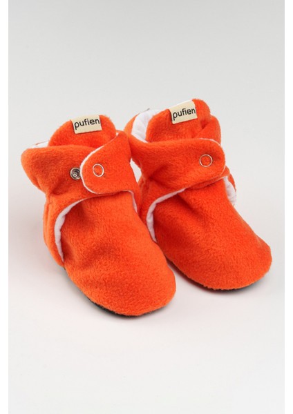 Turuncu, Organik Pamuk Astarlı, Bebek Pandufu, Kaydırmaz Tabanlı Ilk Adım Ev Patiği