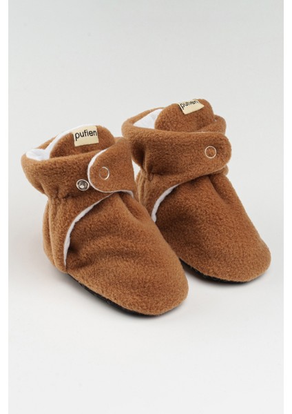 Kahverengi, Organik Pamuk Astarlı, Bebek Pandufu, Kaydırmaz Tabanlı Ilk Adım Ev Patiği