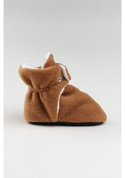Kahverengi, Organik Pamuk Astarlı, Bebek Pandufu, Kaydırmaz Tabanlı Ilk Adım Ev Patiği