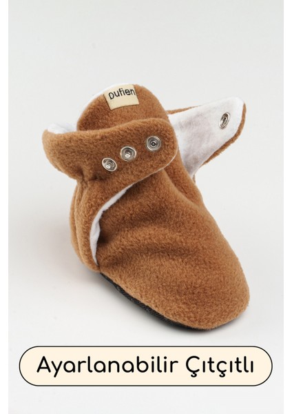 Kahverengi, Organik Pamuk Astarlı, Bebek Pandufu, Kaydırmaz Tabanlı Ilk Adım Ev Patiği