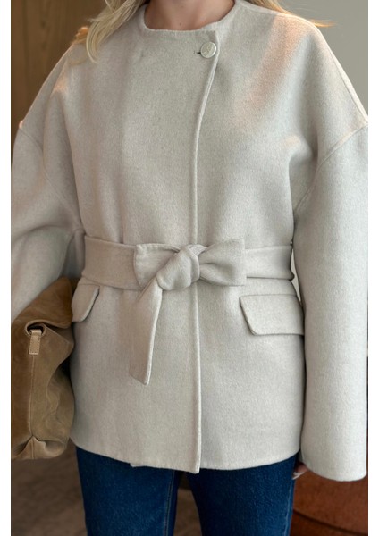 Taş %100 Yün Kısa Kaban - 512157