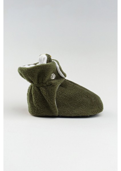 Haki, Organik Pamuk Astarlı, Bebek Pandufu, Kaydırmaz Tabanlı Ilk Adım Ev Patiği