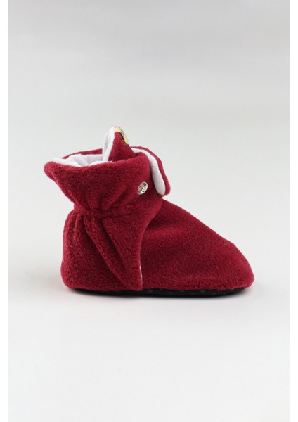 Kırmızı, Organik Pamuk Astarlı, Bebek Pandufu, Kaydırmaz Tabanlı Ilk Adım Ev Patiği