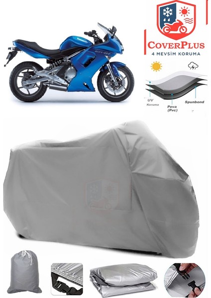 Kawasaki Er-6 F Motor Brandası Gri Motorsiket Brandası Motor Örtüsü Çadır Su Geçirmez Motosiklet Kılıfı Motor Brandası
