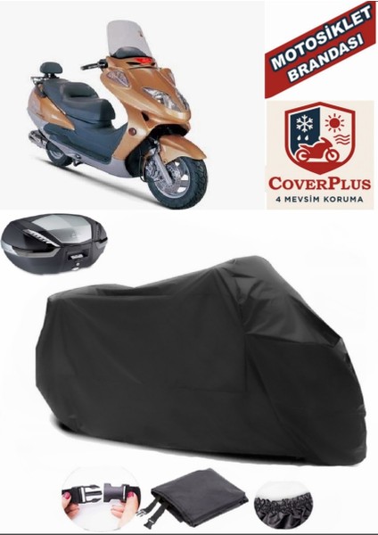Çelik Motor Tiger 150 Siyah Arka Çanta Uyumlu Motorsiket Brandası Motor Örtüsü Çadır Su Geçirmez Motosiklet Kılıfı Motor Brandası