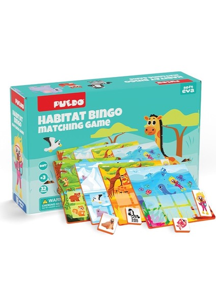 Habitat Bingo / Eğitici ve Eğlenceli Oyuncak / Hayvanları Öğreten Eşleştirme Oyunu / 32 Parça