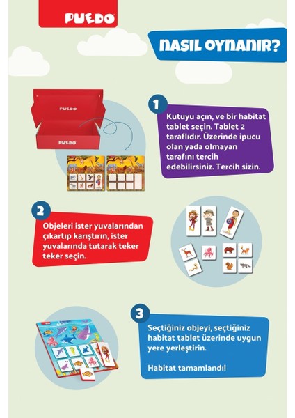 Habitat Bingo / Eğitici ve Eğlenceli Oyuncak / Hayvanları Öğreten Eşleştirme Oyunu / 32 Parça modelleri