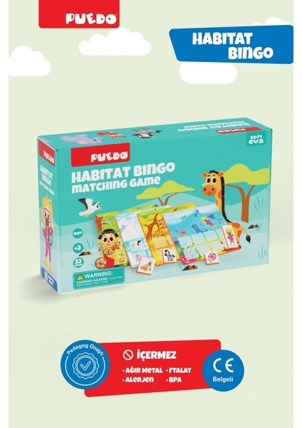 Habitat Bingo / Eğitici ve Eğlenceli Oyuncak / Hayvanları Öğreten Eşleştirme Oyunu / 32 Parça indirimleri