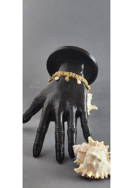 Eşsiz Tasarım Inci ve Hematit Detaylı Örme Bileklik fiyatları