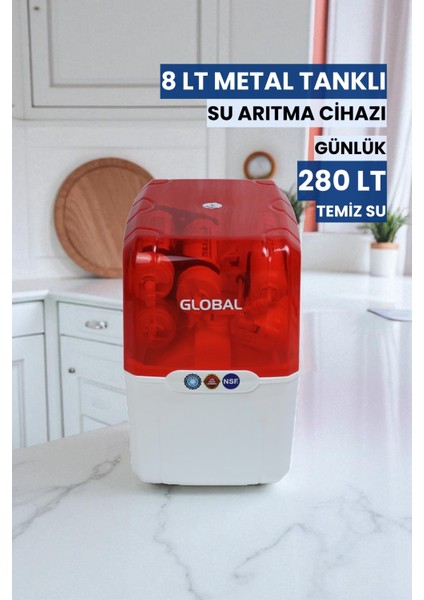 Su Arıtma Cihazı 8lt Kapalı Kasa | 5 Filtreli Ro Sistem | Ters Ozmoz | (Üreticiden)