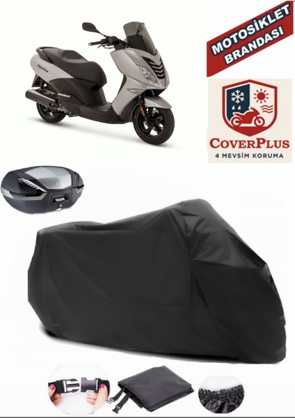 Peugeot Citystar 125 Motor Brandası Siyah Arka Çanta Uyumlu Motorsiket Brandası Motor Örtüsü Çadır Su Geçirmez Motosiklet Kılıfı Motor Brandası