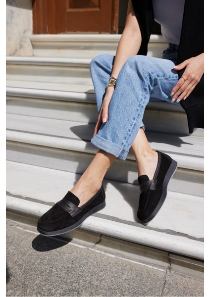 Monti Kadin Kahve Gercek Suet Loafer Ayakkabi