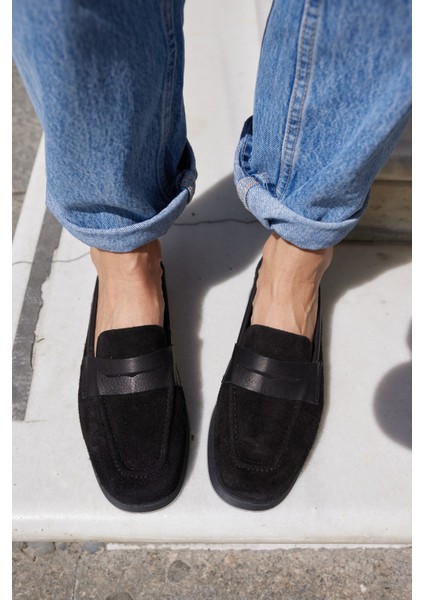 Monti Kadin Kahve Gercek Suet Loafer Ayakkabi