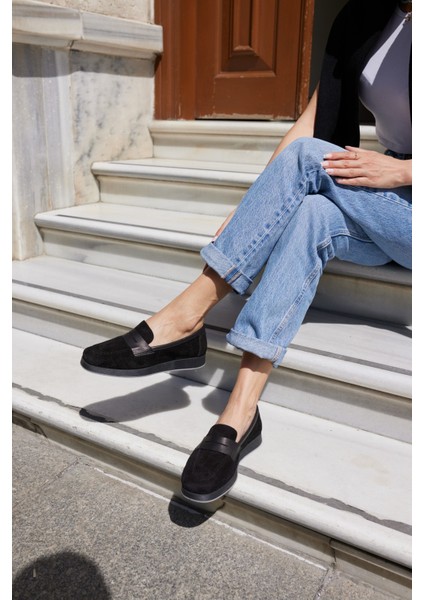 Monti Kadin Kahve Gercek Suet Loafer Ayakkabi