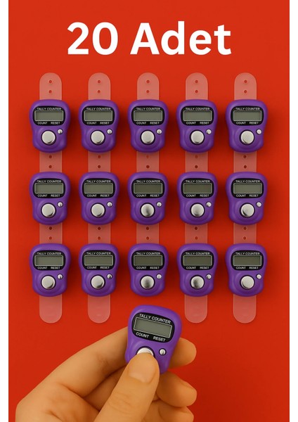 20 Adet Mor – Dijital Parmak Tipi Yüzük Tesbih, Namaz Zikir Sayacı