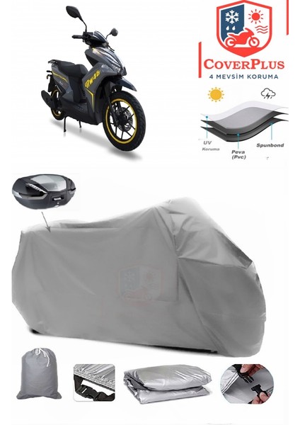 Motolux MW46 Arka Çanta Uyumlu (Gri) Motorsiket Brandası Motor Örtüsü Çadır Su Geçirmez Motosiklet Kılıfı Motor Brandası