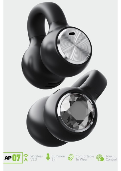 AP07-002 Küpe Tipi Bluetooth Kulaklık Siyah