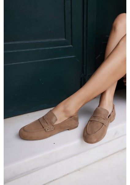 Milly Kadin Lacivert Suet Loafer Babet Ayakkabi