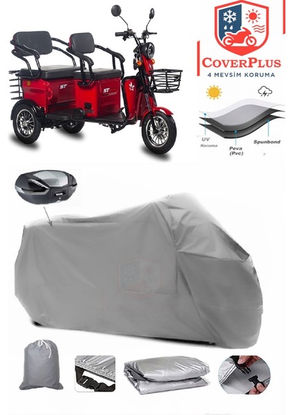 Stmax Elit 940 Arka Çanta Uyumlu (Gri) Motorsiket Brandası Motor Örtüsü Çadır Su Geçirmez Motosiklet Kılıfı Motor Brandası