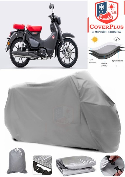 Honda C125 Super Cub Gri Motorsiket Brandası Motor Örtüsü Çadır Su Geçirmez Motosiklet Kılıfı Motor Brandası