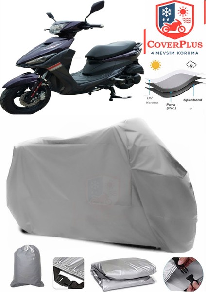 Ramzey Kalipso 125 Gri Motorsiket Brandası Motor Örtüsü Çadır Su Geçirmez Motosiklet Kılıfı Motor Brandası