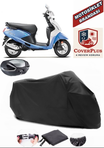 Hero Pleasure 110 Siyah Arka Çanta Uyumlu Motorsiket Brandası Motor Örtüsü Çadır Su Geçirmez Motosiklet Kılıfı Motor Brandası